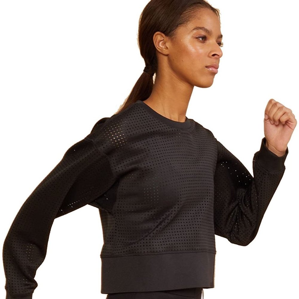 Cynthia Rowley Women's Black Perforated Top S